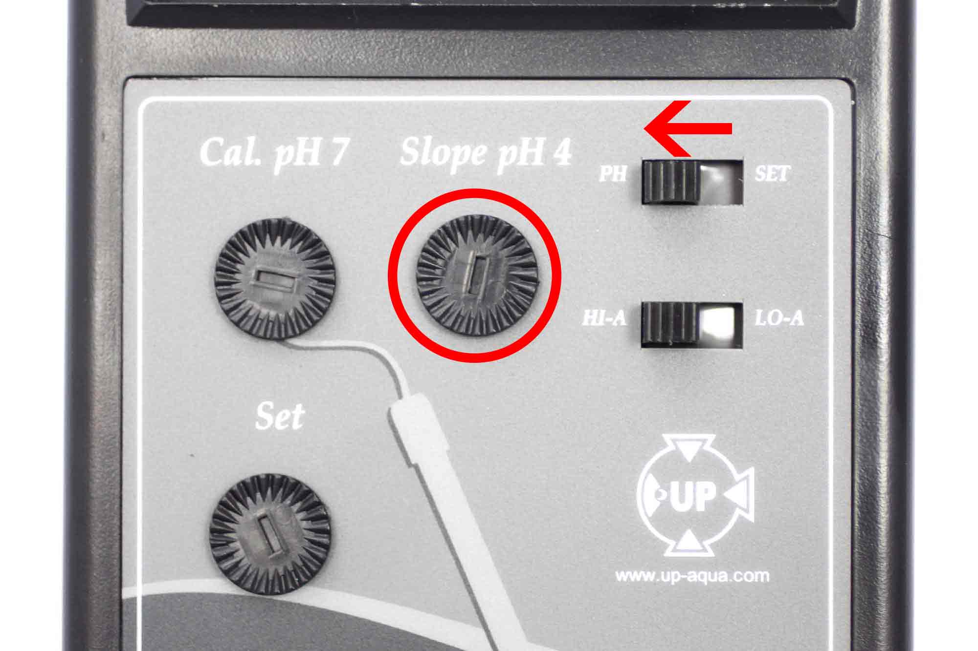 Setting the control unit to pH 4