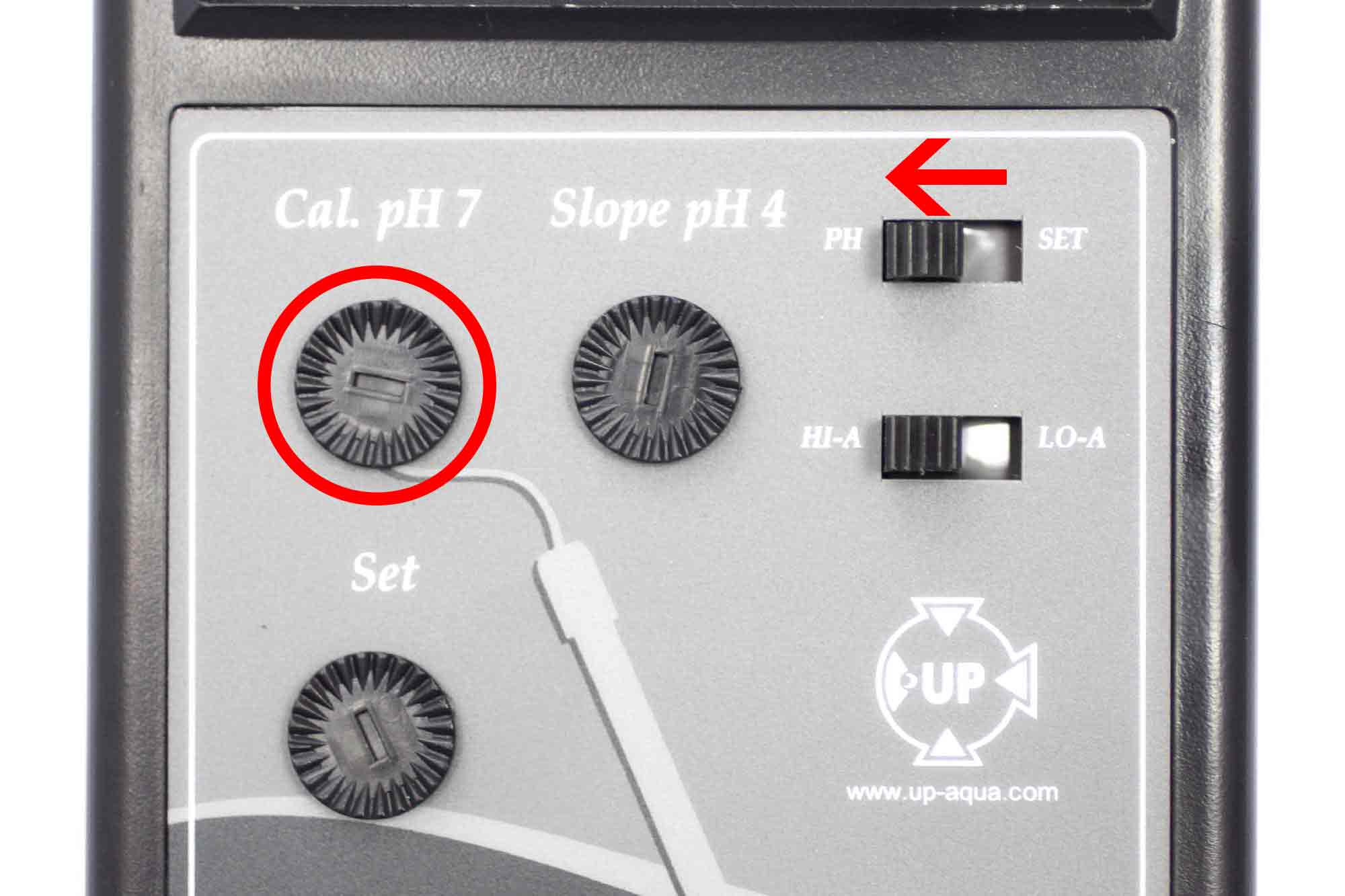 Setting the control unit to pH 7